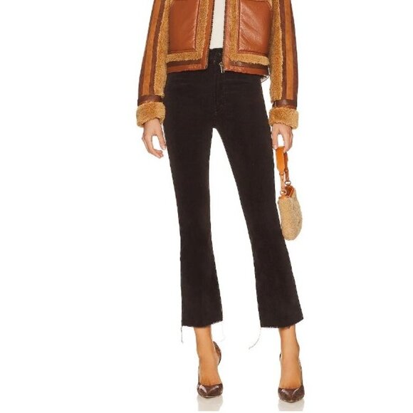 Mother The Hustler Ankle Fray Brown Corduroy Kick Flare Hopscotch Pants Women 28